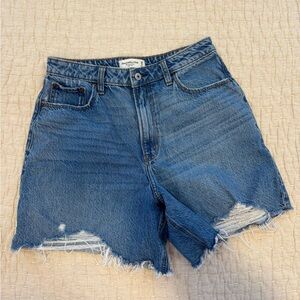 Abercrombie & Fitch Women's Distressed Blue Jean Shorts